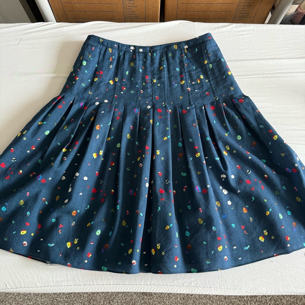 Akris Punto 100% Wool Midi Skirt Womens 10 A Line Blue Business Casual Designer - Picture 6 of 16